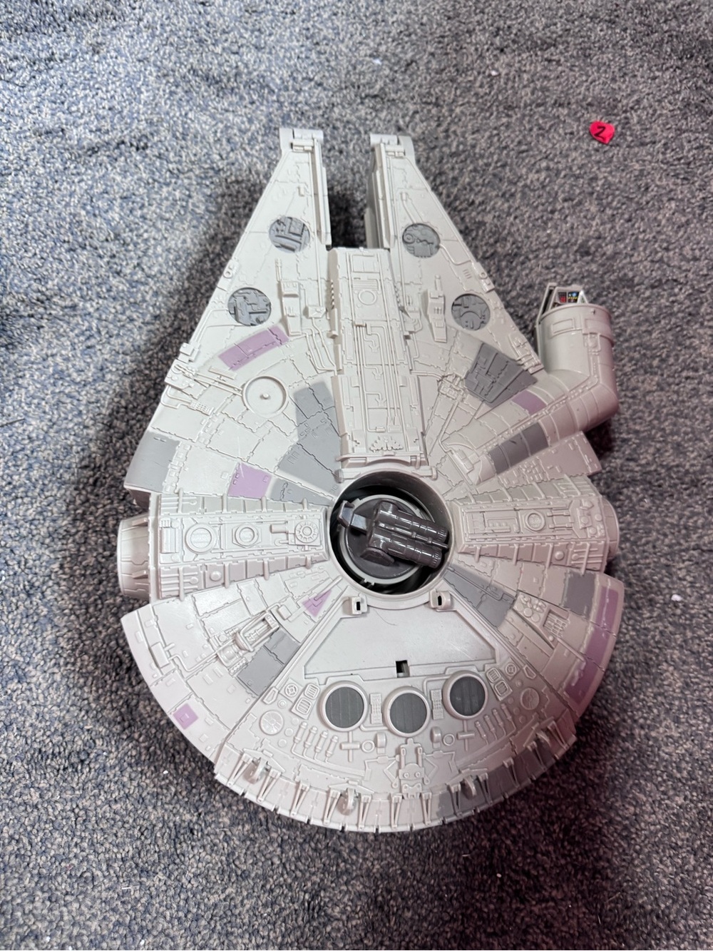 Star Wars Millennium Falcon Toy - Light Gray with Dark Gray and Purple Accents